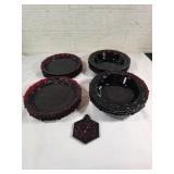 Tigers Blood Glass Dinnerware and Ornament Set