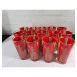 Red Glass Tumblers with Gold Detailing