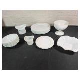 Milk Glass Tableware and Decorative Items Set