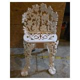 Wrought Iron Chair with Leaf Motif Design
