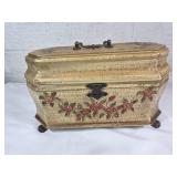 Hand-Painted Wooden Jewelry Box with Floral Design