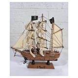Wooden Pirate Ship Model with Fabric Sails