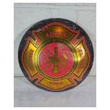 Circular Firefighter Button Sign with Gold Accents