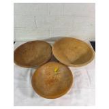 Three Wooden Dough Bowls