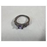 .925 Sterling Silver Ring with Purple Stone