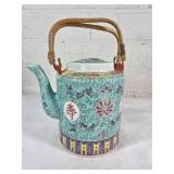 Chinese Ceramic Teapot with Bamboo Handles