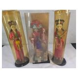 Three Japanese Dolls in Cases