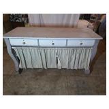 Painted Wood Dresser with Drawers and Curtain Pane