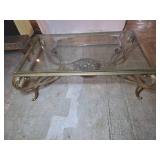Glass-Top Coffee Table with Ornate Metal Base