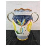 Portuguese Ceramic Vase with Hand-Painted Design
