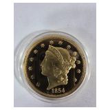 1854-S Copy Gold Twenty Dollar Coin