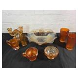 Orange Depression Glass Assorted Items