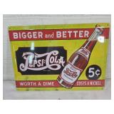 Pepsi Cola Metal Advertising Sign