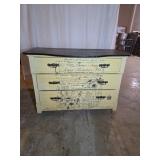 Three-Drawer Painted Dresser With French Script De