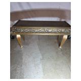 Rectangular Gilt Small Table with Carved Trim