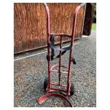 Red Metal Hand Truck with Rubber Handles