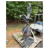 Metal Eagle Sculpture with Globe Base