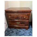 Wooden Two-Drawer Nightstand with Brass Handles