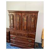 Wooden Armoire with Brass Hardware