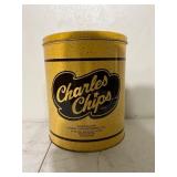 Charles Chips Yellow Metal Tin Cylinder