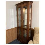 Tall Wooden Cabinet with Glass Doors
