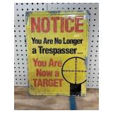 Metal Warning Sign with Target Graphic