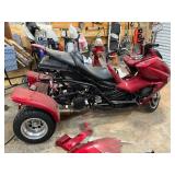 Red Motor Trike Scooter with Disassembled Panels