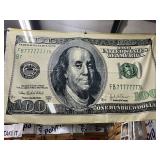 Large Benjamin Franklin $100 Bill Fabric Banner