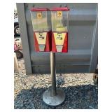 Dual 25-Cent Candy/Gumball Dispensers on Stand