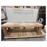 Wooden Workbench with Pegboard Panel