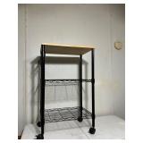 Wood and Metal Rolling Utility Cart