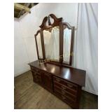 Mahogany Triple Mirror Dresser