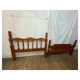 Wood Full-Size Bed Headboard and Footboard