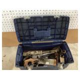 Blue Plastic Tool Box with Assorted Tools