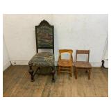 Three Wooden Chairs With Various Designs