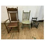 Three Wooden Rocking Chairs