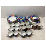 Multicolor Geometric Porcelain Dinnerware