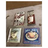 Four Coffee-Themed Wall Plaques