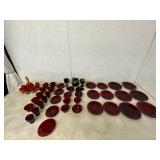47-Piece Red Glass Dish and Goblet Set