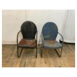 2 Early Metal Patio Chairs with Rusted Finish