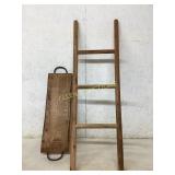 Rustic Wooden Ladder and Tray with Metal Handles