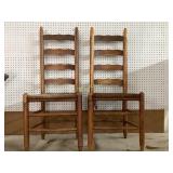 2 Ladder-Back Wooden Chairs with Rush Seats
