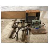 Vintage Tools, Bench Grinder, and Roller Seat Set