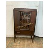 Wood Cabinet with Glass Door and Drawer