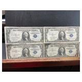 Four 1935 One Dollar Silver Certificates