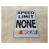 Metal NASCAR-Themed Sign with Speed Limit Text