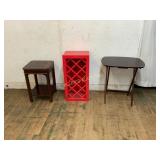 Wooden Table Set with Red Wine Rack