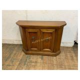 Wooden Two-Door Cabinet with Brass Pulls
