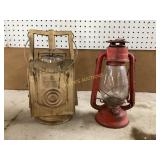Two Vintage Metal Kerosene Lanterns