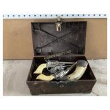 Plastic Strong Box with Pistols and Horn